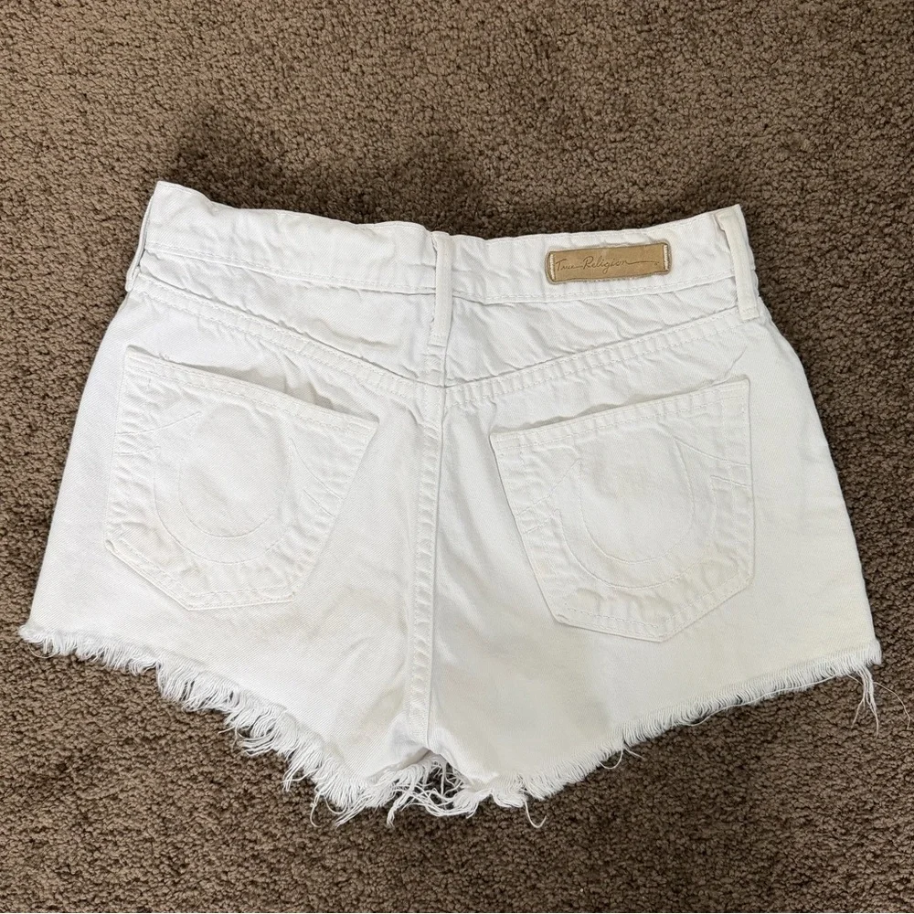 True Religion White Denim Shorts